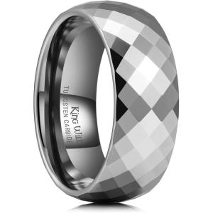 King Will Tungsten Carbide Wedding Ring for Men Women Promise Ring for Couple 2mm/4mm/6mm Black/Silver/Gold/Rose Gold Multi-faceted Shining Luster High Polished Wedding Band Comfort Fit(Gunmetal-8mm)