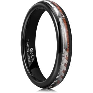King Will Tungsten Wedding Band for Men 8mm Domed Ring Arrow/Guitar String Inlay Promise Ring for Him Comfort Fit(B-Black 4mm)