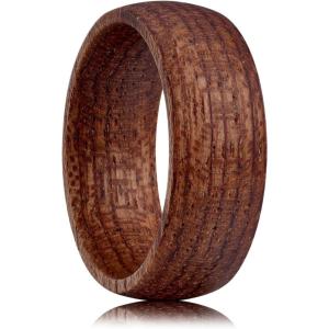 King Will Wooden Wedding Band for Men Women- 4-12mm Width in Black/Brown Wood Wedding Ring Domed Style, Comfort Fit and Promise Ring Size 8-13(Brown Padauk-8mm)