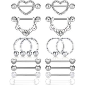 Mayhoop 14G Nipple Ring Stainless Steel Nipplerings Nipple Barbell Nipple Piercing Bar for Women Men