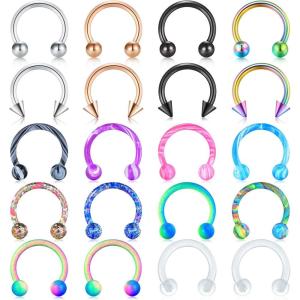 Mayhoop 16G Horseshoe Nose Septum Rings 316L Stainless Steel Piercing Jewelry Cartilage Helix Tragus Earring Hoop Lip Horseshoe Piercing Retainer For Women Men 6mm 8mm 10mm(2-1#20Pcs -8mm(5/16″))