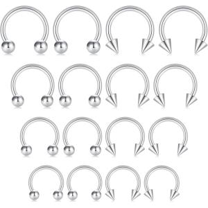 Mayhoop 16G Horseshoe Septum Rings – Women Men 316L Surgical Stainless Steel Nose Septum Jewelry Hoop Earring Eyebrow Tragus Lip Piercing Ring Balls & Spikes 6mm 8mm 10mm 12mm(silver)