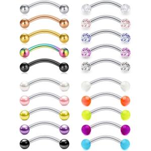 Mayhoop 16G Stainless Steel Daith Rook Earring 8mm 10mm Curved Barbell Eyebrow Rings Piercing Jewelry for Women Men(2-1#Style B 8mm)