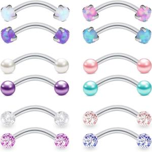 Mayhoop 16G Stainless Steel Daith Rook Earring 8mm 10mm Curved Barbell Eyebrow Rings Piercing Jewelry for Women Men(8mm Bar Length(1))