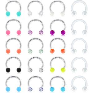 Mayhoop 16G Stainless Steel Horseshoe Nose Septum Rings Piercing Jewelry Cartilage Helix Tragus Earring Hoop Lip Horseshoe Piercing Retainer for Women Men 8mm 10mm(Style B)