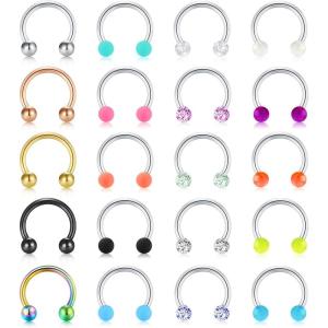 Mayhoop 16G Stainless Steel Horseshoe Nose Septum Rings Piercing Jewelry Cartilage Helix Tragus Earring Hoop Lip Horseshoe Piercing Retainer for Women Men 8mm 10mm(Style A)