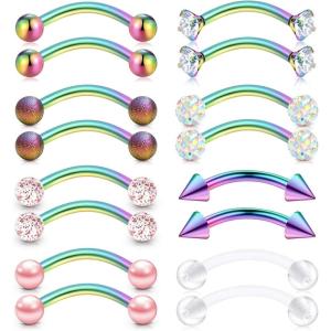 Mayhoop 16G Surgical Steel Daith Rook Earring 10mm Curved Barbell Eyebrow Rings Piercing Jewelry for Women Men