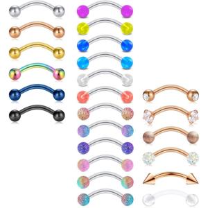 Mayhoop 16G Surgical Steel Daith Rook Earring 8mm 10mm Curved Barbell Eyebrow Rings Piercing Jewelry for Women Men