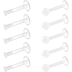 Mayhoop Clear Earrings for Work,Sports – Surgery Bioflex Labret Helix Cartilage Tragus Lip Earring Clear Piercing Retainers Plastic Jewelry For Women Men 6mm 8mm 10mm 12mm(16G 8mm)