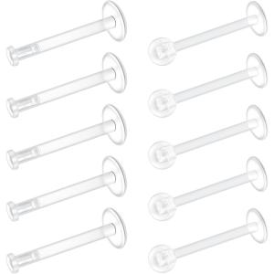 Mayhoop Clear Earrings for Work,Sports – Surgery Bioflex Labret Helix Cartilage Tragus Lip Earring Clear Piercing Retainers Plastic Jewelry For Women Men 6mm 8mm 10mm 12mm(16G 12mm)