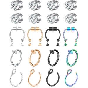 Mayhoop Faux Nose Ring Hoops and Studs – Fake Nose Piercing for Women and Men(1#Mix A)