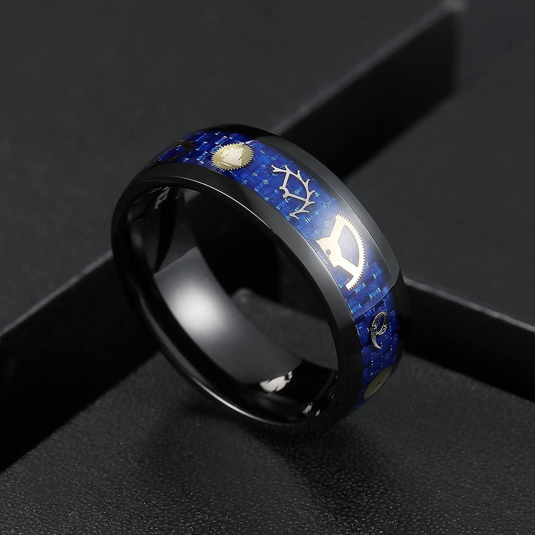 imageKing Will 6mm8mm Titanium Stainless Steel Ring for Men Wedding Band for Men Women Engagement Ring Comfort FitGearBlue