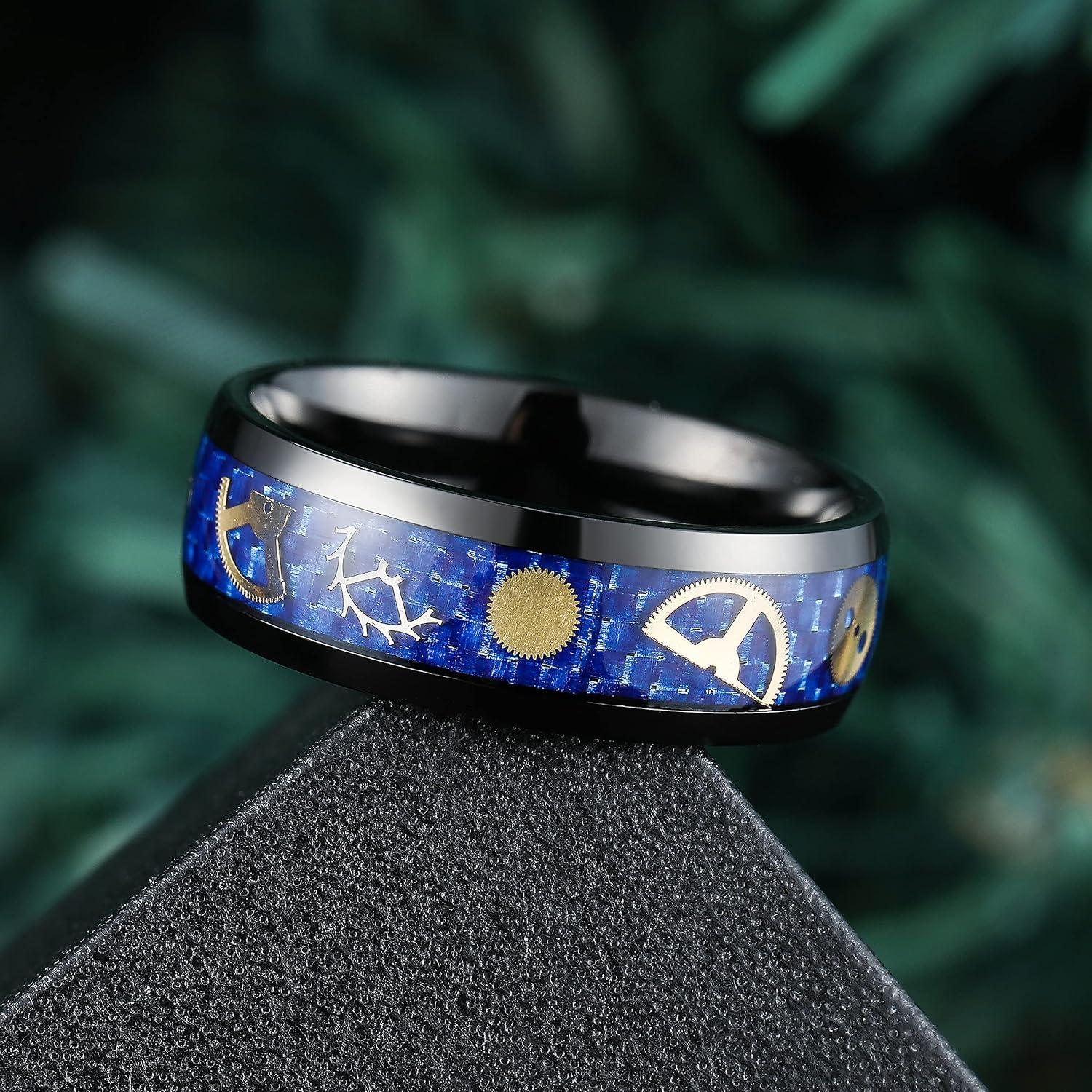 imageKing Will 6mm8mm Titanium Stainless Steel Ring for Men Wedding Band for Men Women Engagement Ring Comfort FitGearBlue