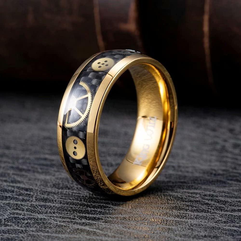 imageKing Will 6mm8mm Titanium Stainless Steel Ring for Men Wedding Band for Men Women Engagement Ring Comfort FitGearGold