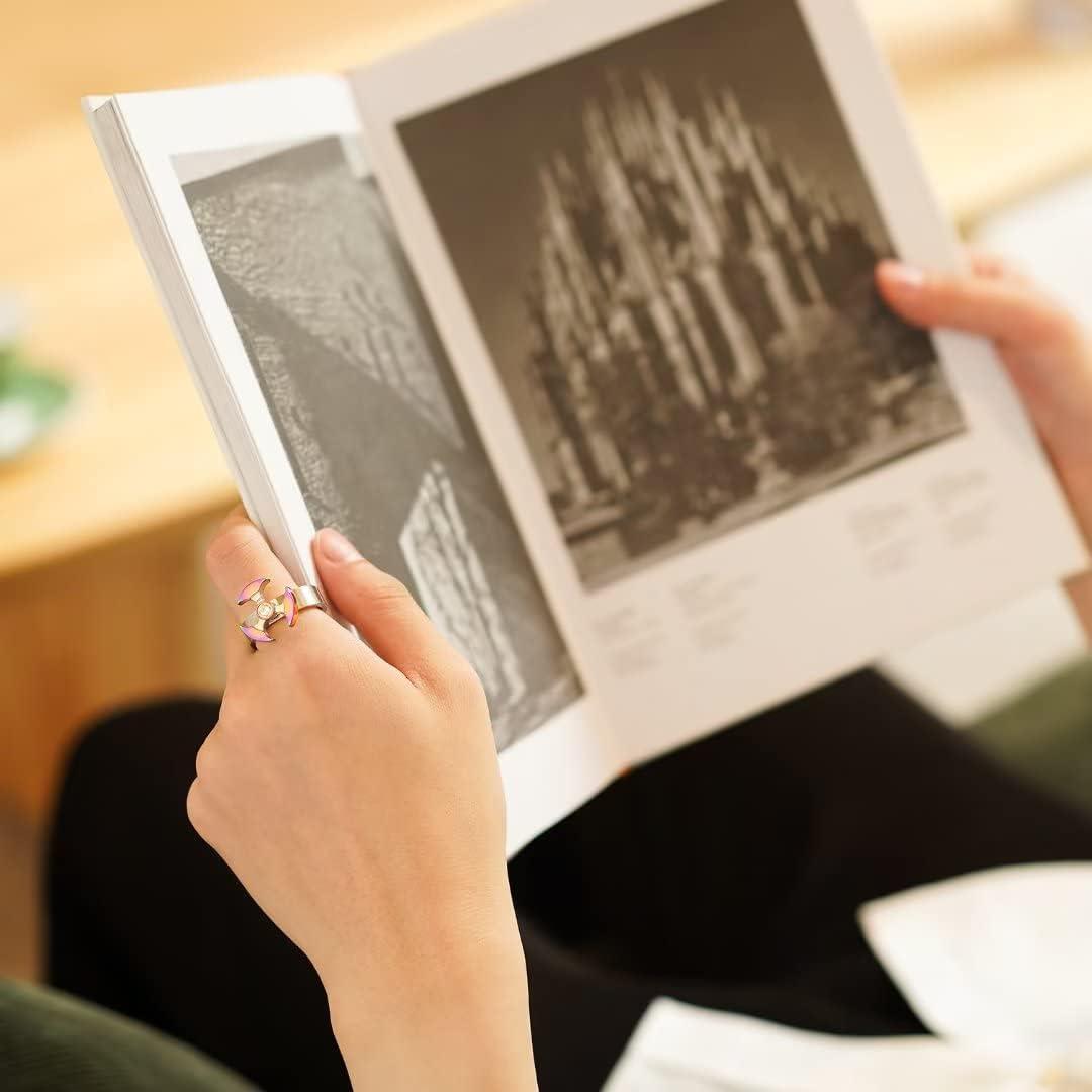 imageKing Will Anxiety Spinner Rings for Men Women 6mm Stainless Steel Ring Rainbow Stress Relief Wedding Ring Comfort FitBPink