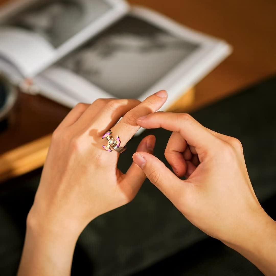 imageKing Will Anxiety Spinner Rings for Men Women 6mm Stainless Steel Ring Rainbow Stress Relief Wedding Ring Comfort FitBPink