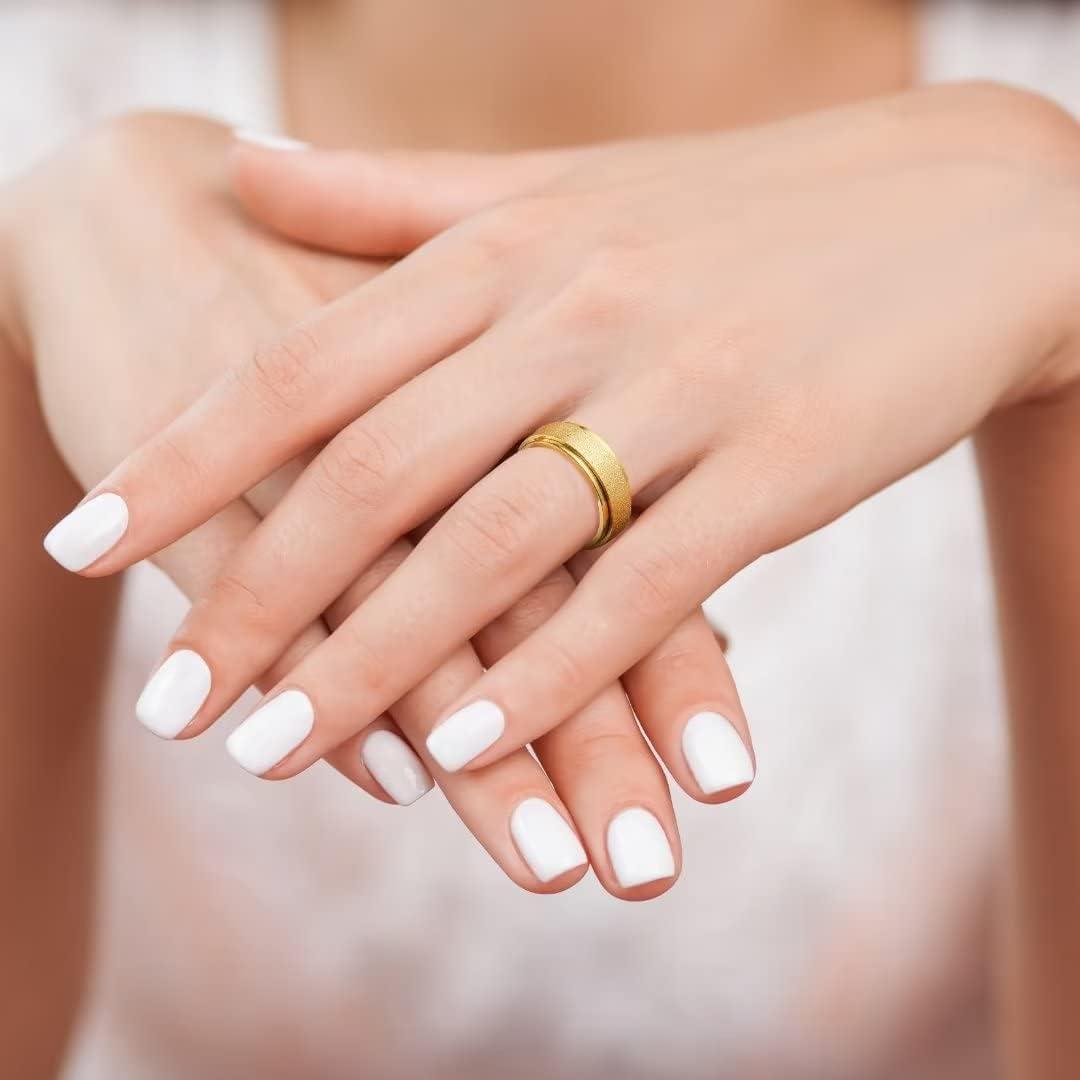 imageKing Will Mens Fidget Ring BlackGoldRose GoldRainbow 8mm Stainless Steel Ring Spinner Ring For Men Women Stress Anxiety Relief Rotating Ring Finger Teens Toy Moon Sun StarTriple MoonSand Blasted Comfort Fit For Unisex AdultsGold