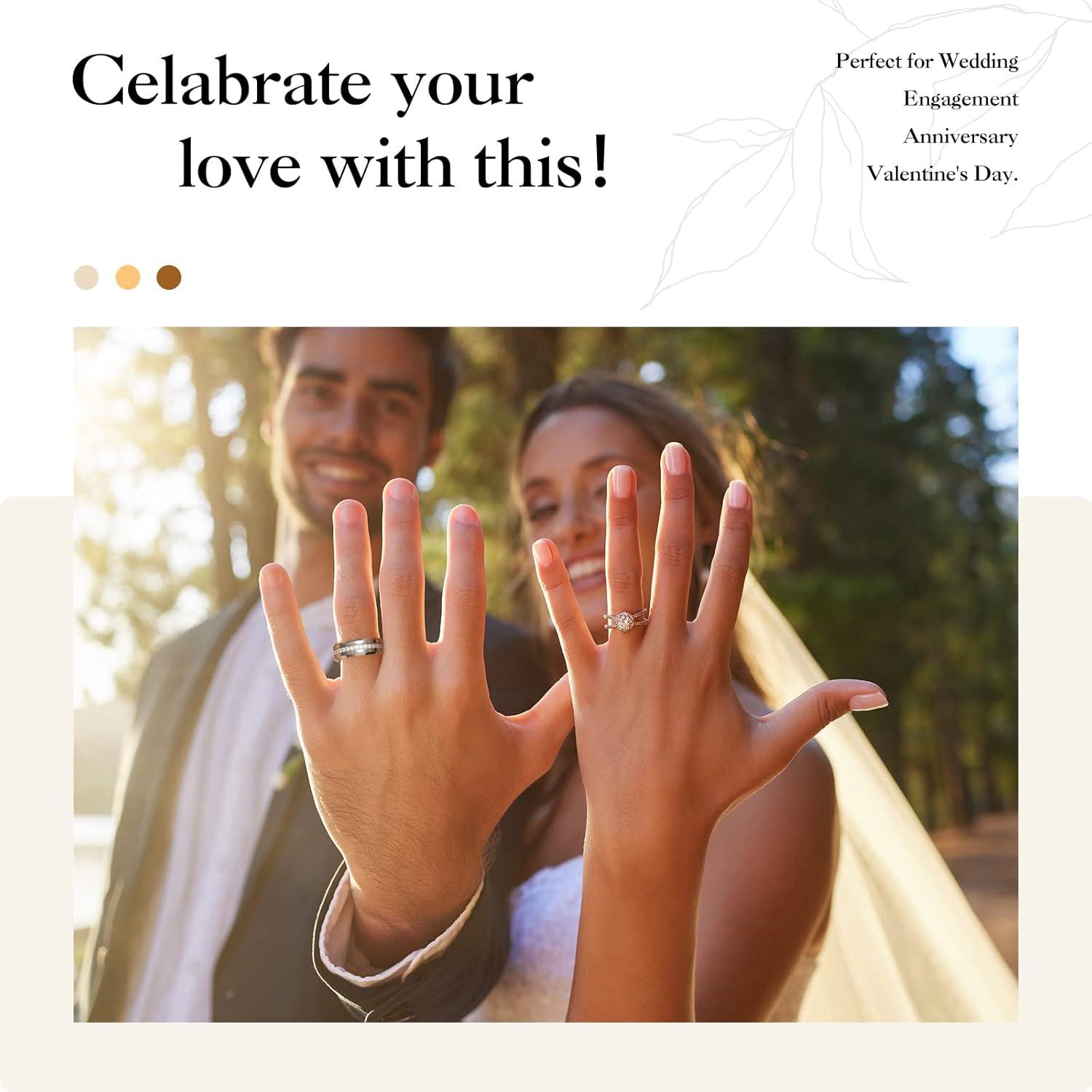 imageKing Will Tungsten Carbide Wedding Band for Men 8mm Black Plated High Polished Cubic Zircon Stones Comfort Fit Mens Ring for WeddingEngagement and AnniversarySilver