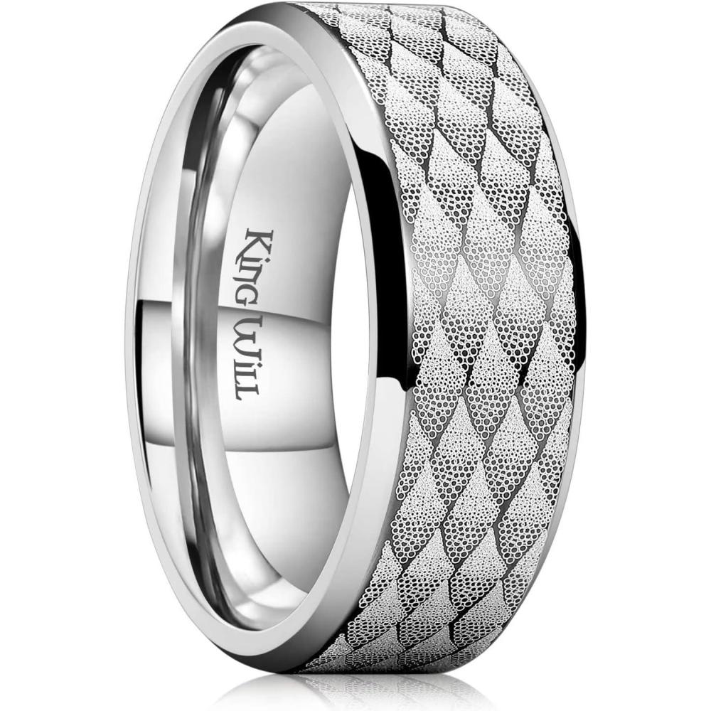 imageKing Will 6mm8mm Titanium Stainless Steel Ring for Men Wedding Band for Men Women Engagement Ring Comfort Fitsilver