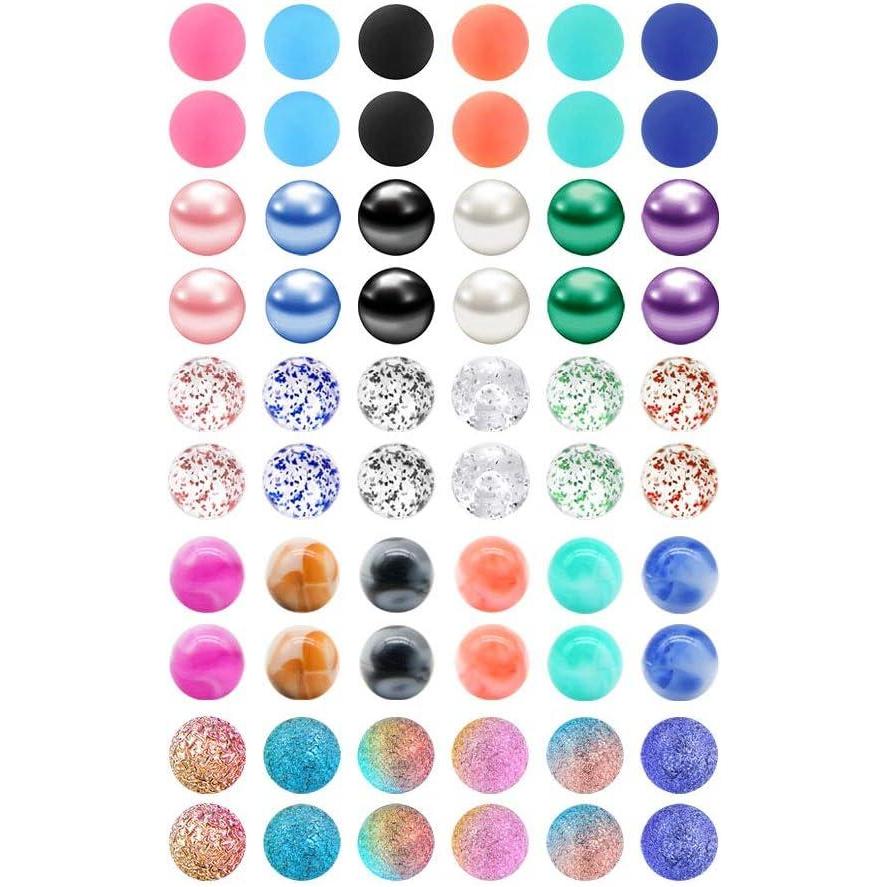 imageMayhoop 14G 60Pcs Replacement Balls for Piercing Barbell Parts 5mm 8mm Stainless Steel ampamp Clear Flexible Balls for Women MenMix B