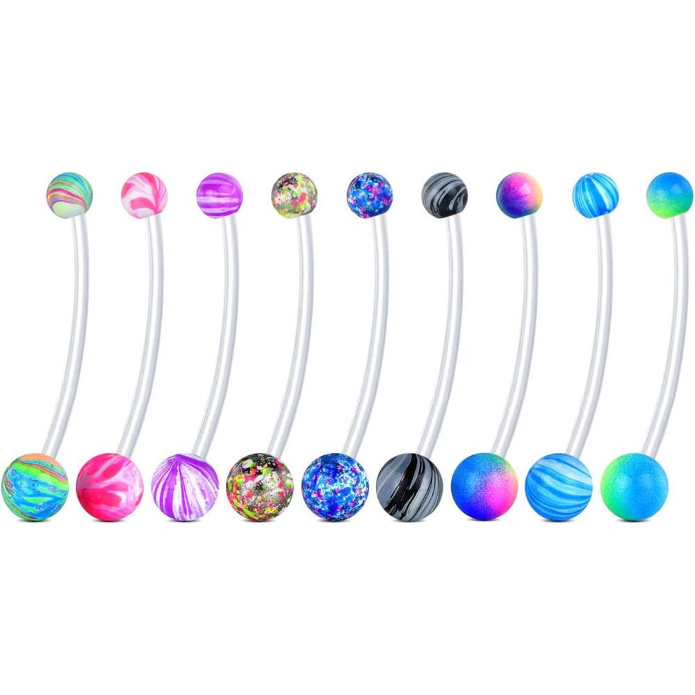 imageMayhoop 14G Pregnancy Belly Button Rings Flexible Bioplast Sport Maternity Belly Navel Retainer Body Piercing 38mm 1 12quot4Different colors