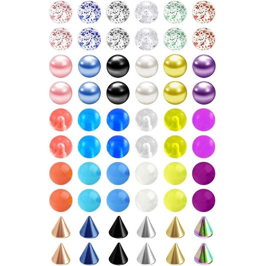imageMayhoop 16G 60Pcs Replacement Balls for Piercing Barbell Parts 3mm 35mm Stainless Steel ampamp Clear Flexible Balls for Women Men3Mix C