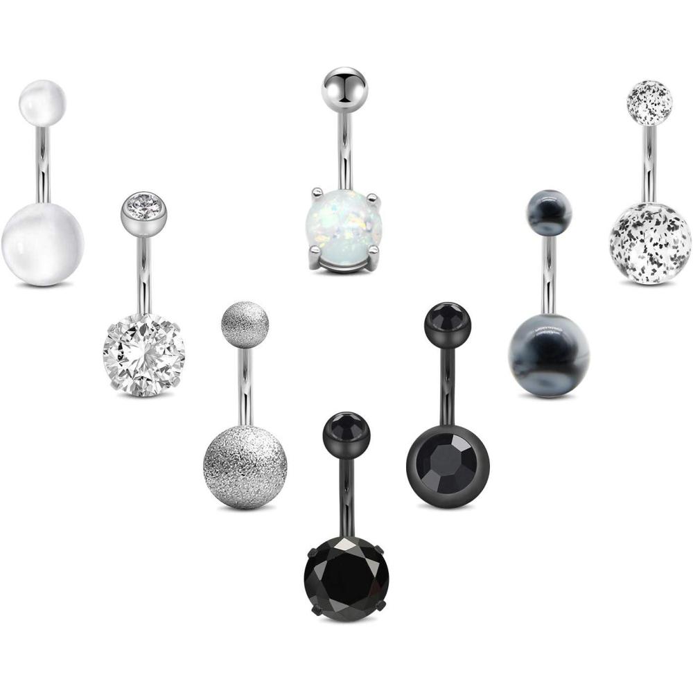 imageMayhoop Belly Button Rings 14G Stainless Steel CZ Navel Belly Rings 38quot 10mm Piercing Barbell Body Jewelry for Women Men