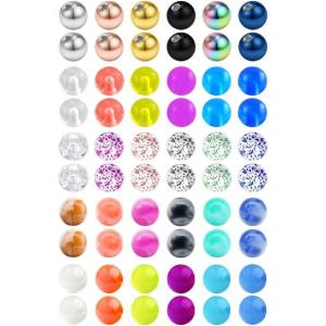 Mayhoop 14G 16G Replacement Balls for Piercing Barbell Parts 3mm 5mm Stainless Steel & Clear Flexible Balls for Women Men(1#14G 5mm(3/16″))