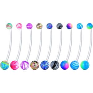 Mayhoop 14G Pregnancy Belly Button Rings Flexible Bioplast Sport Maternity Belly Navel Retainer Body Piercing 38mm 1 1/2″(4#Different colors)