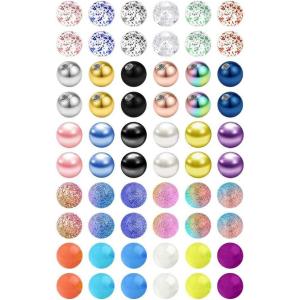 Mayhoop 16G 60Pcs Replacement Balls for Piercing Barbell Parts 3mm 3.5mm Stainless Steel & Clear Flexible Balls for Women Men(2#Mix B)