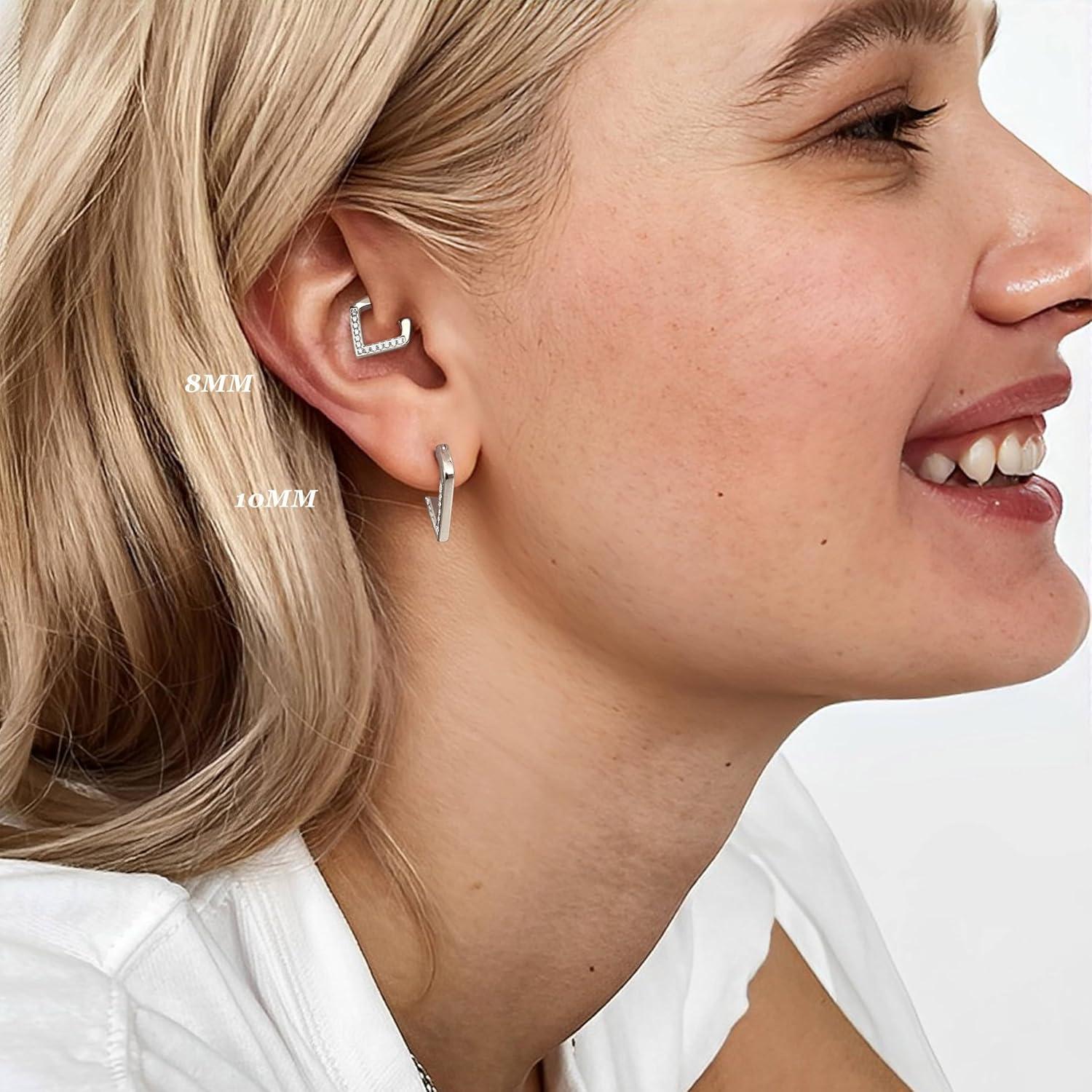 imageBodyBonita 16G Gold PlatedSilver Triangle Septum Rings Piercings 316L Stainless Steel Nose Rings Hoops CZ Nostril Piercing Jewelry Clicker Hoop Daith Conch Tragus Rook Earring Women Men 6810mmSilver Clear CZ5A