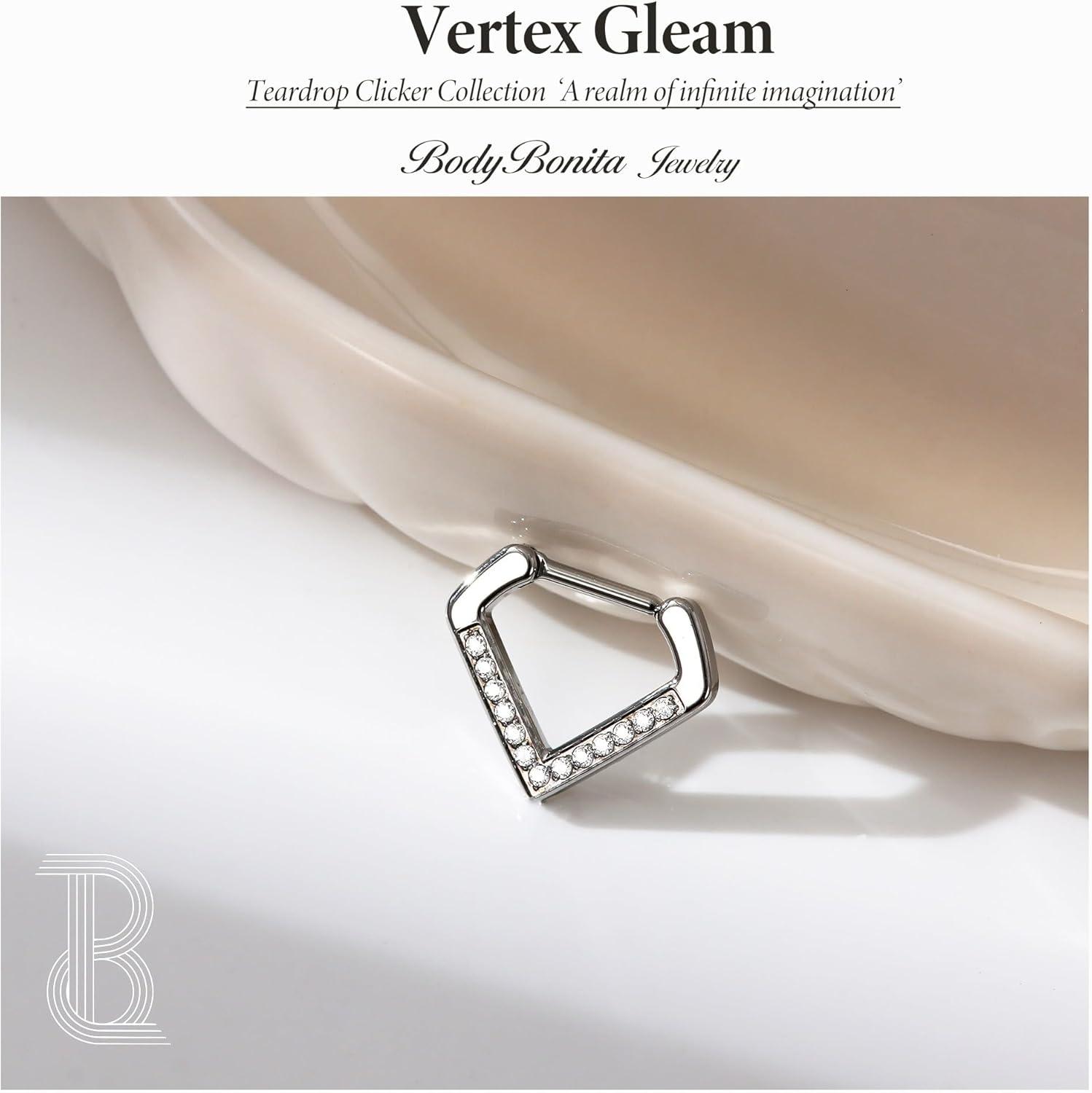 imageBodyBonita 16G Triangle Septum Rings Jewelry 316L Stainless Steel Nose Rings Hoops CZ Nostril Piercings Clicker Daith Conch Tragus Rook Earring for Women Men 68mm 14K Gold PlatedSilverSilver Clear CZ5A