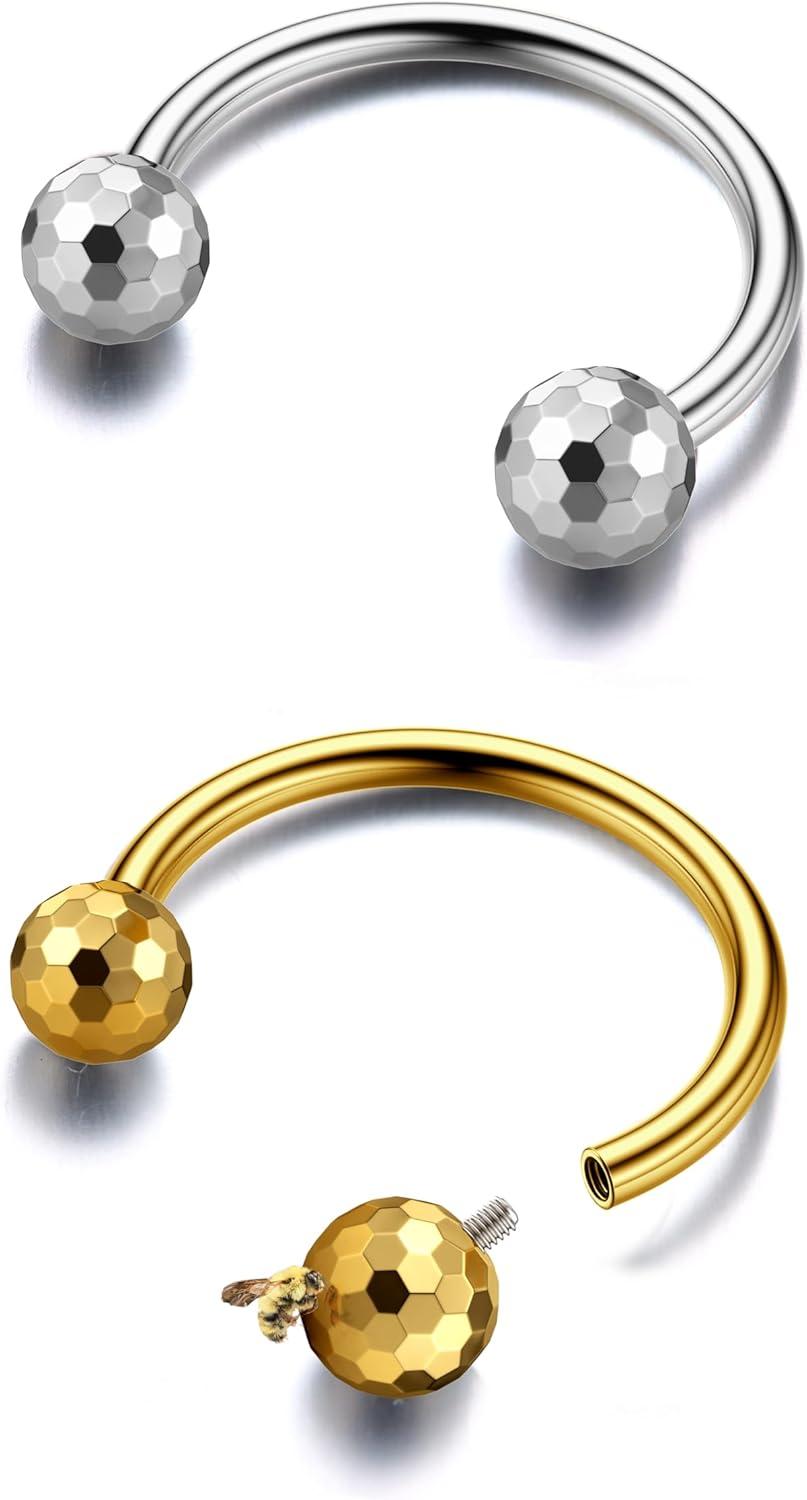 imageBodyBonita G23 Titanium Horseshoe Septum Rings Jewelry 2pcs 16G Nose Rings Hoops Circular Barbell Conch Helix Rook Lip Nipple Piercing for Women Men SilverGoldBlack 810mmGold and Silver2pcs