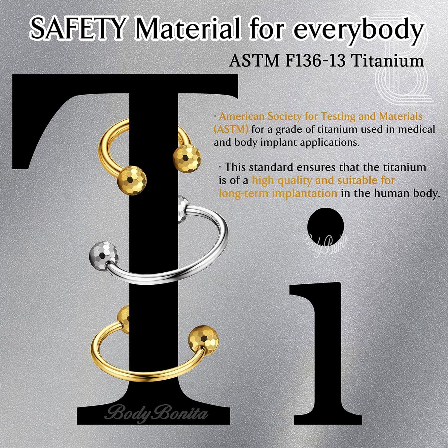 imageBodyBonita G23 Titanium Horseshoe Septum Rings Jewelry 2pcs 16G Nose Rings Hoops Circular Barbell Conch Helix Rook Lip Nipple Piercing for Women Men SilverGoldBlack 810mmGold and Silver2pcs