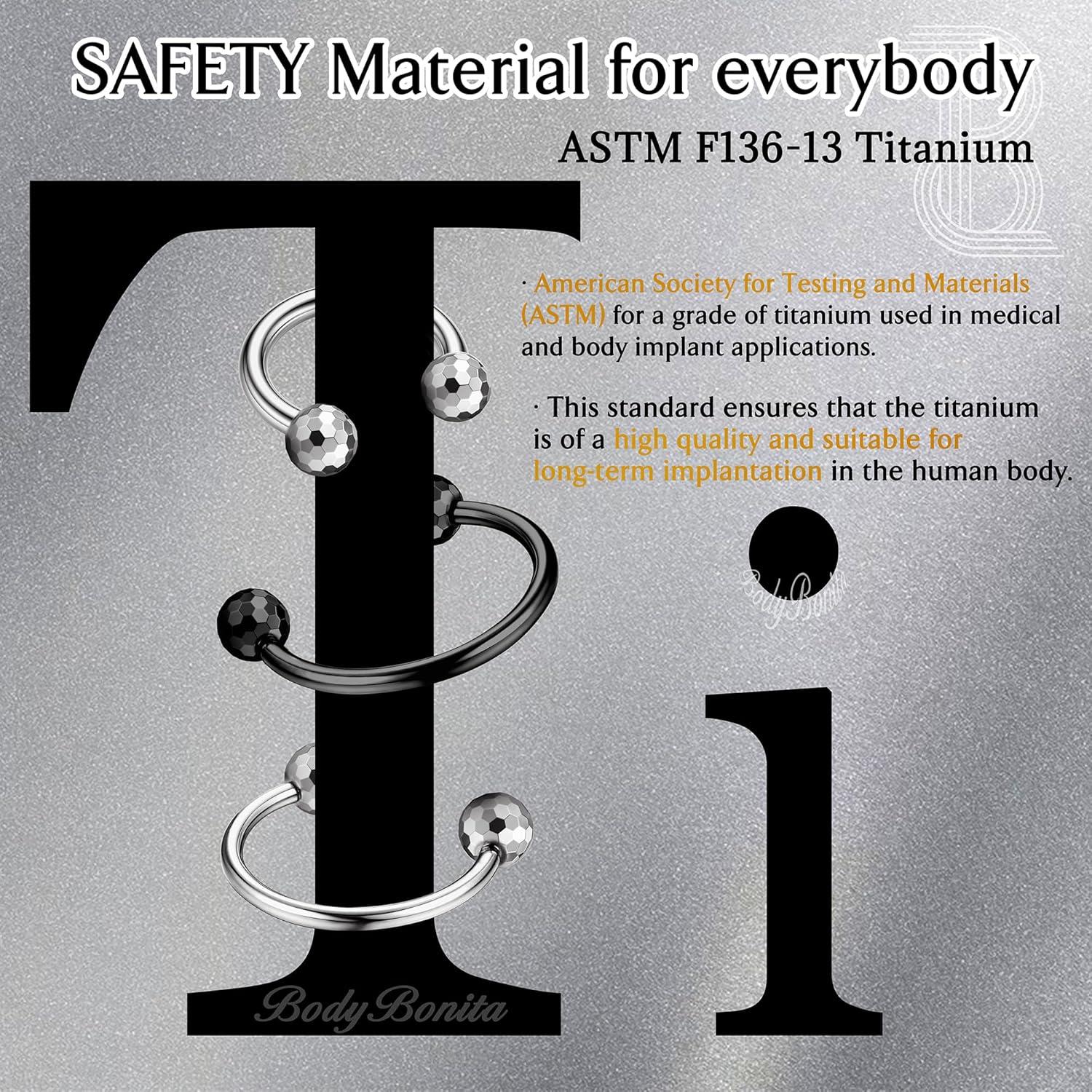 imageBodyBonita G23 Titanium Horseshoe Septum Rings Jewelry 2pcs 16G Nose Rings Hoops Circular Barbell Conch Helix Rook Lip Nipple Piercing for Women Men SilverGoldBlack 810mmSilver and Black2pcs