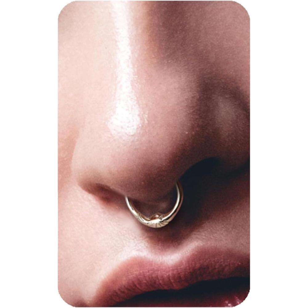 imageBodyBonita Silver Septum Rings 16G 316L Stainless Steel Nose Rings Hoops for Women Septum Piercing Jewelry 8 mm Lunar
