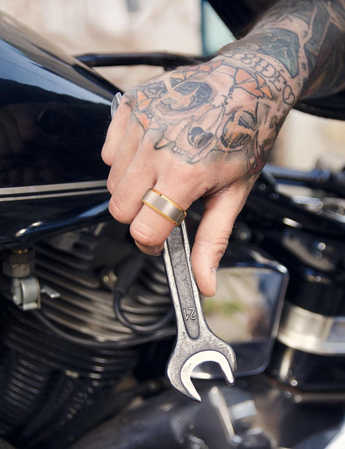 imageKing Will Basic Unisex SilverBlackBlueRose GoldGoldPurple Tungsten Carbide Matte Polished Finish Wedding Beveled Edge Engagement Band Ring for Men Women8MM SilverGold