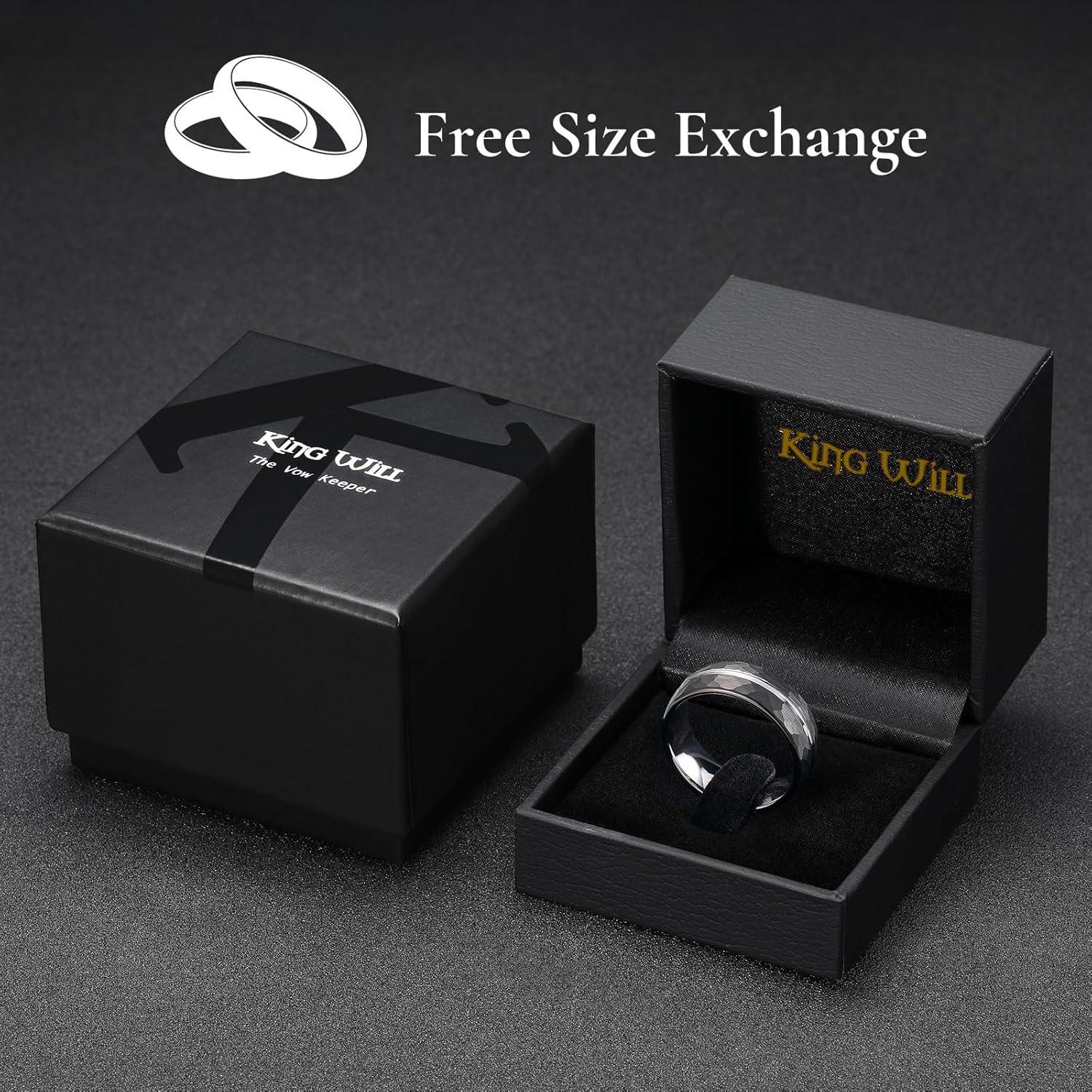 imageKing Will 6mm 8mm Mens Tungsten Carbide Wedding Ring Hammered Groove Wedding Band Mens Two Tone BlackSilverGoldBrown Engagement Ring for Men and Women Matte Brushed Finish Comfort Fit Size 6148MM BlackSilver Groove