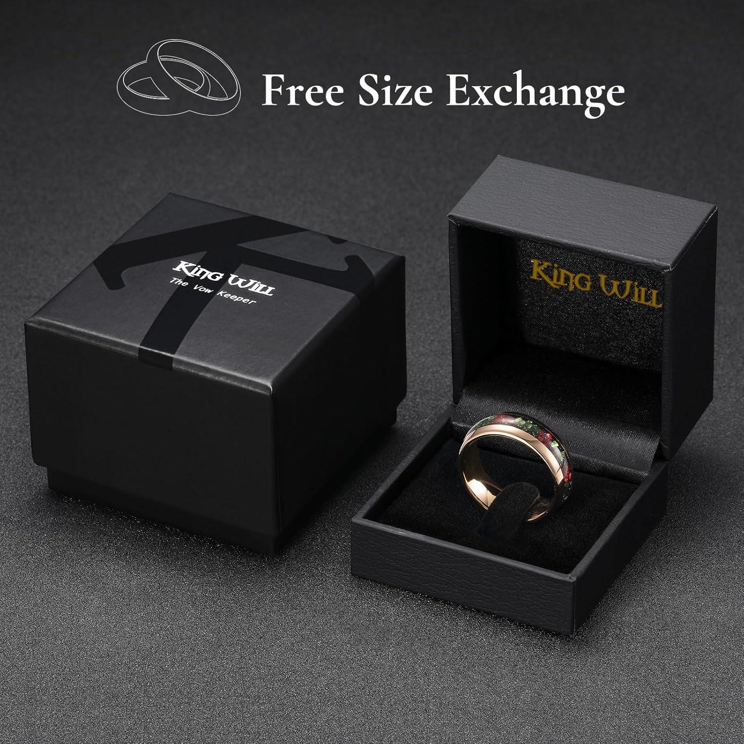 imageKing Will Mens Meteorite Tungsten Wedding Bands 6mm8mm Width BlackSilver Engagement Rings for Couples Beveled Edge Promise Ring for Women Comfort FitChristmas A8mm