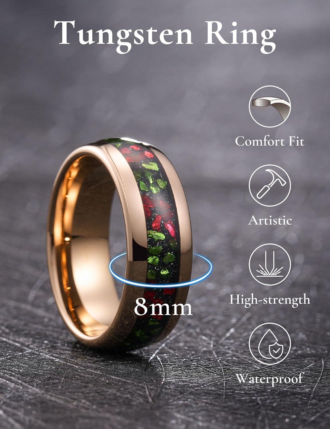 imageKing Will Mens Meteorite Tungsten Wedding Bands 6mm8mm Width BlackSilver Engagement Rings for Couples Beveled Edge Promise Ring for Women Comfort FitChristmas A8mm