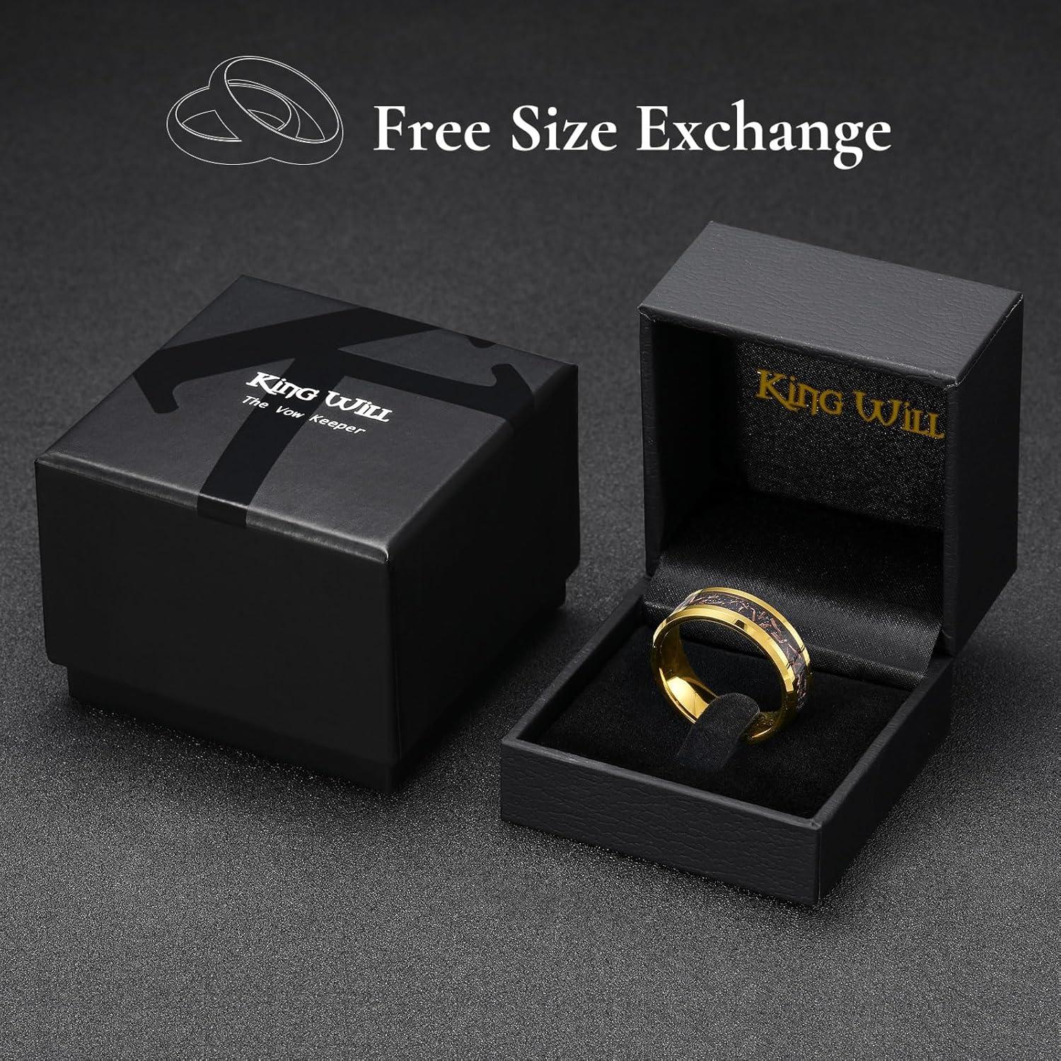 imageKing Will Mens Meteorite Tungsten Wedding Bands 6mm8mm Width BlackSilver Engagement Rings for Couples Beveled Edge Promise Ring for Women Comfort FitGoldRose Gold8mm