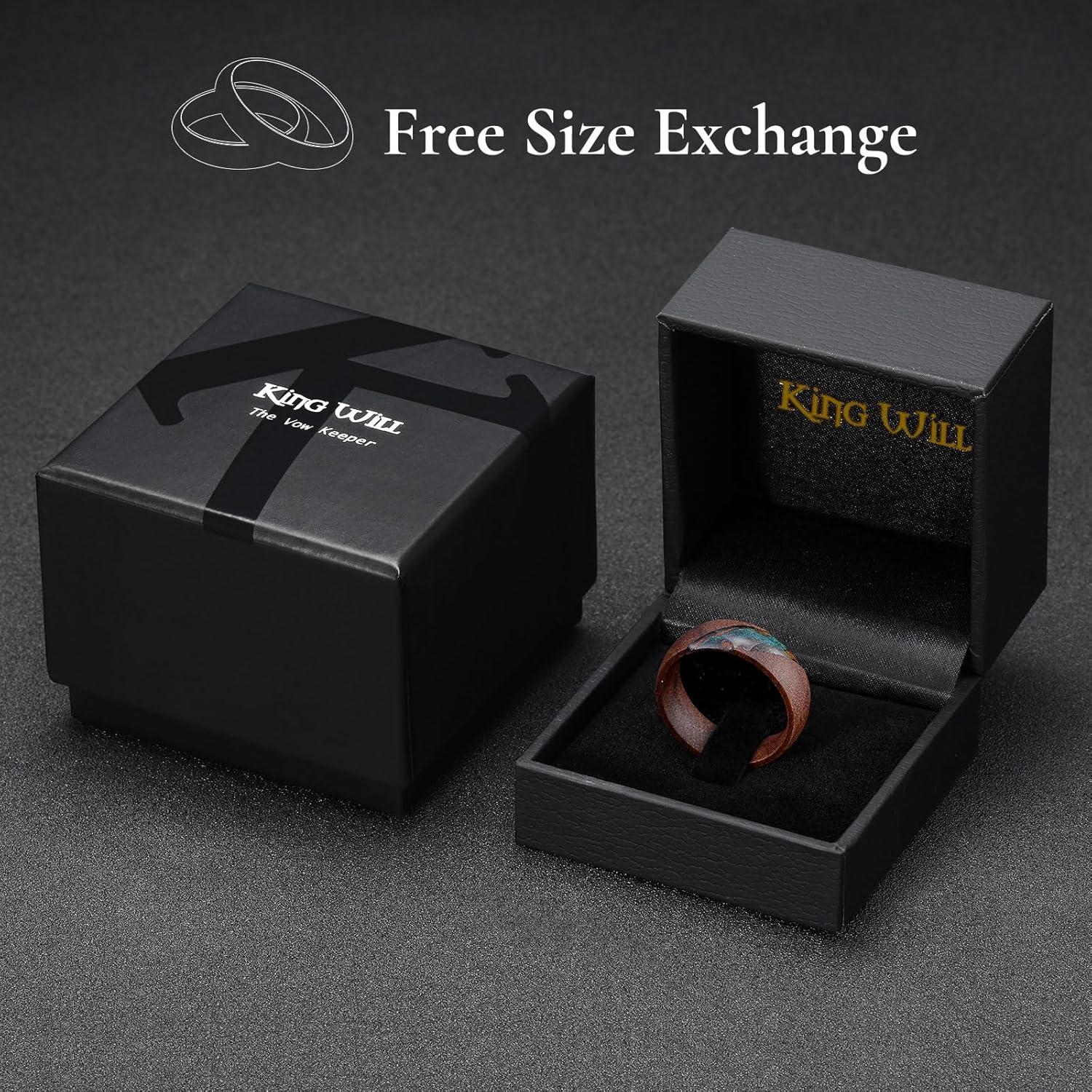 imageKing Will Mens 8mm Wooden Rings Unique Mens Wood Wedding Rings Inlay Domed Ring for Men Women Comfort FitBlue GreenOrange