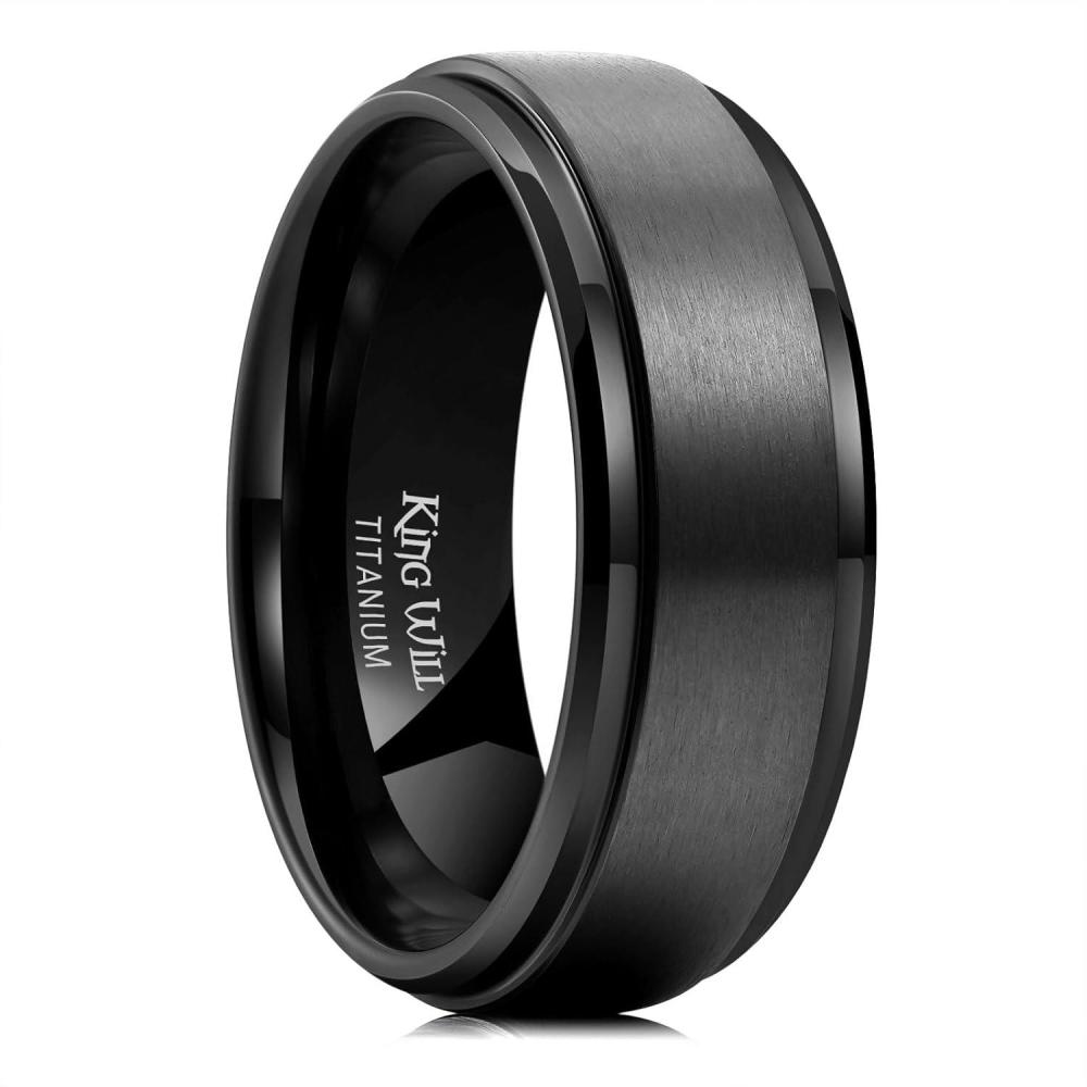imageKing Will Titanium Wedding Band for Men Women 310mm Width BlackSliverGold High Purity Titanium Promise Wedding Ring Comfort Fit for Daily Wear Size 614BBlack8mm
