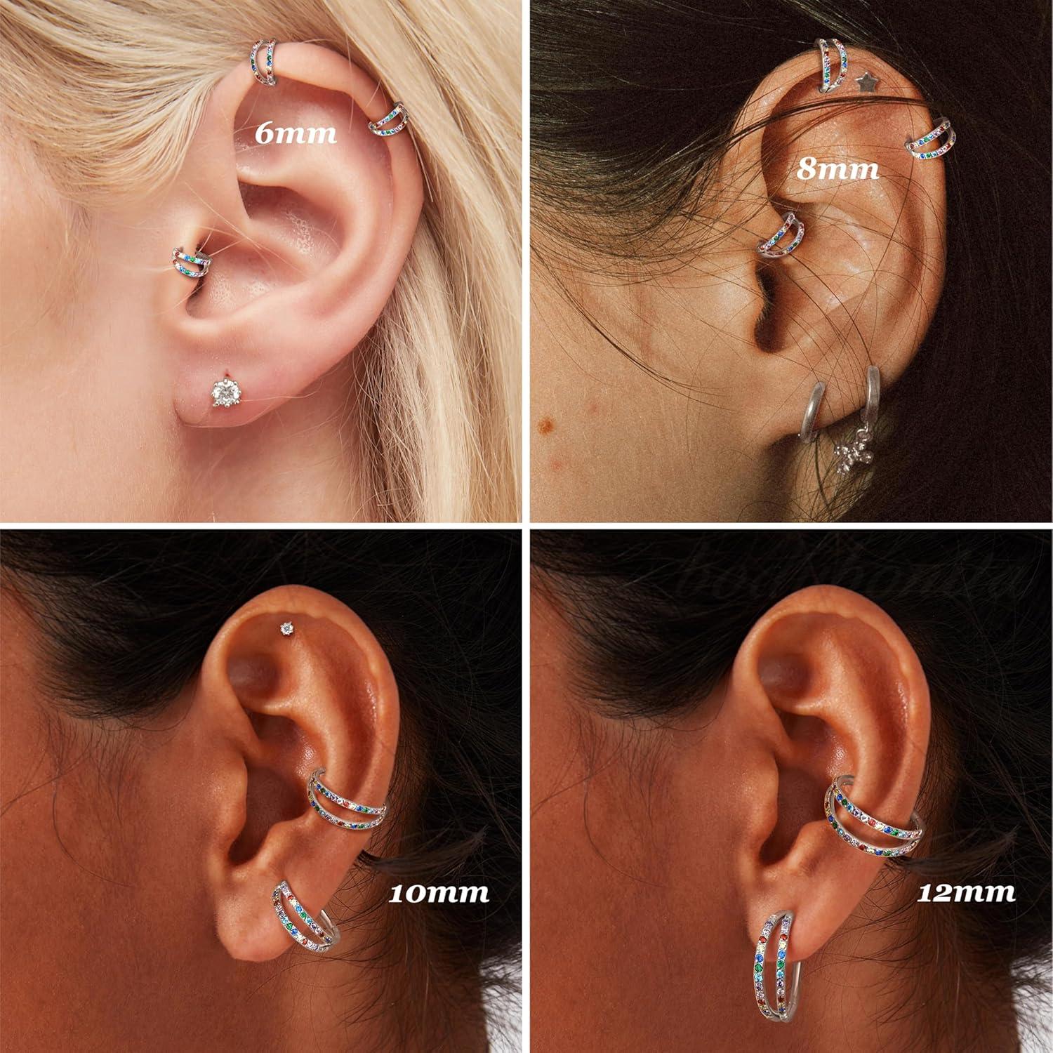 imageBodyBonita TripleDouble Hoop Nose Ring 316L Stainless Steel Septum Clicker 16G18G20G CZ Conch Piercing Jewelry Septum Clicker Rings Cartilage Earring Helix Rook TragusSilver Color RBCZ Double