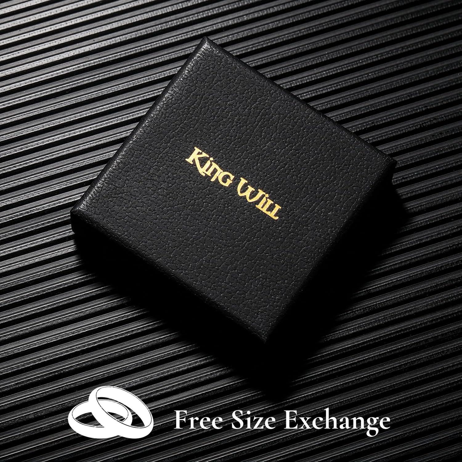 imageKing Will 8mm BlackGoldSilver Stainless Steel Ring Lords Prayer Rotatable Ring Men Wedding Band Rings Comfort FitBlueSilver