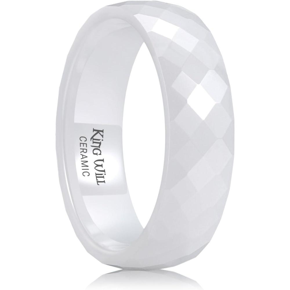 imageKing Will Ceramic Wedding Band for Men Women68mm Width Black amp White with Multi Style Design Promise Rings Comfort Fit Size 714white6mm Multifacted