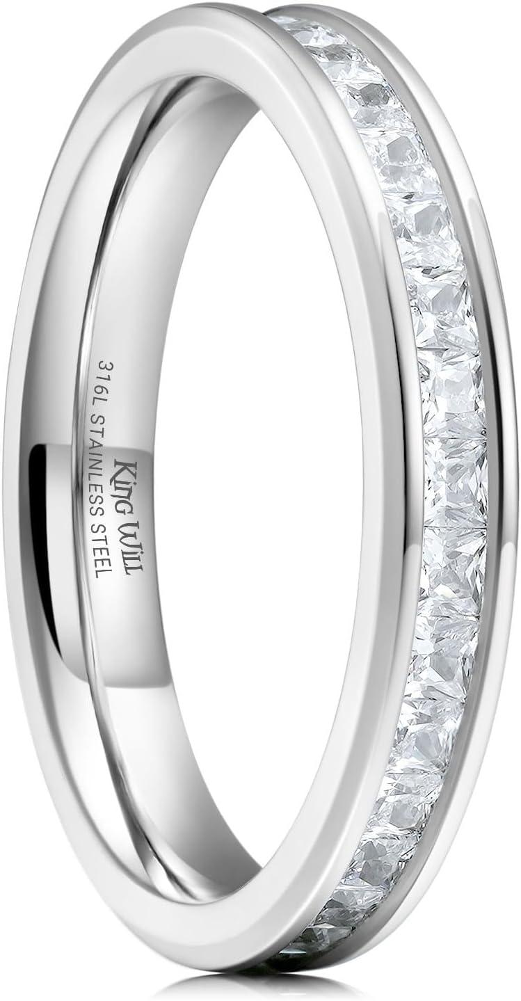 imageKing Will Elegent Wedding Band for Women Mens Tungsten Carbide Ring 8mm Polished Beveled Edge Matte Brushed FinisCenter Wedding Band