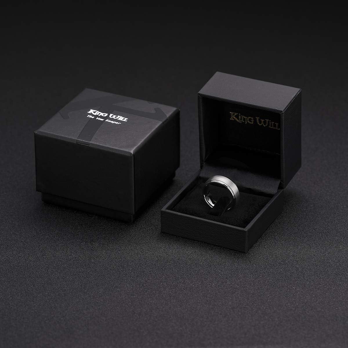 imageKing Will Elegent Wedding Band for Women Mens Tungsten Carbide Ring 8mm Polished Beveled Edge Matte Brushed FinisCenter Wedding Band