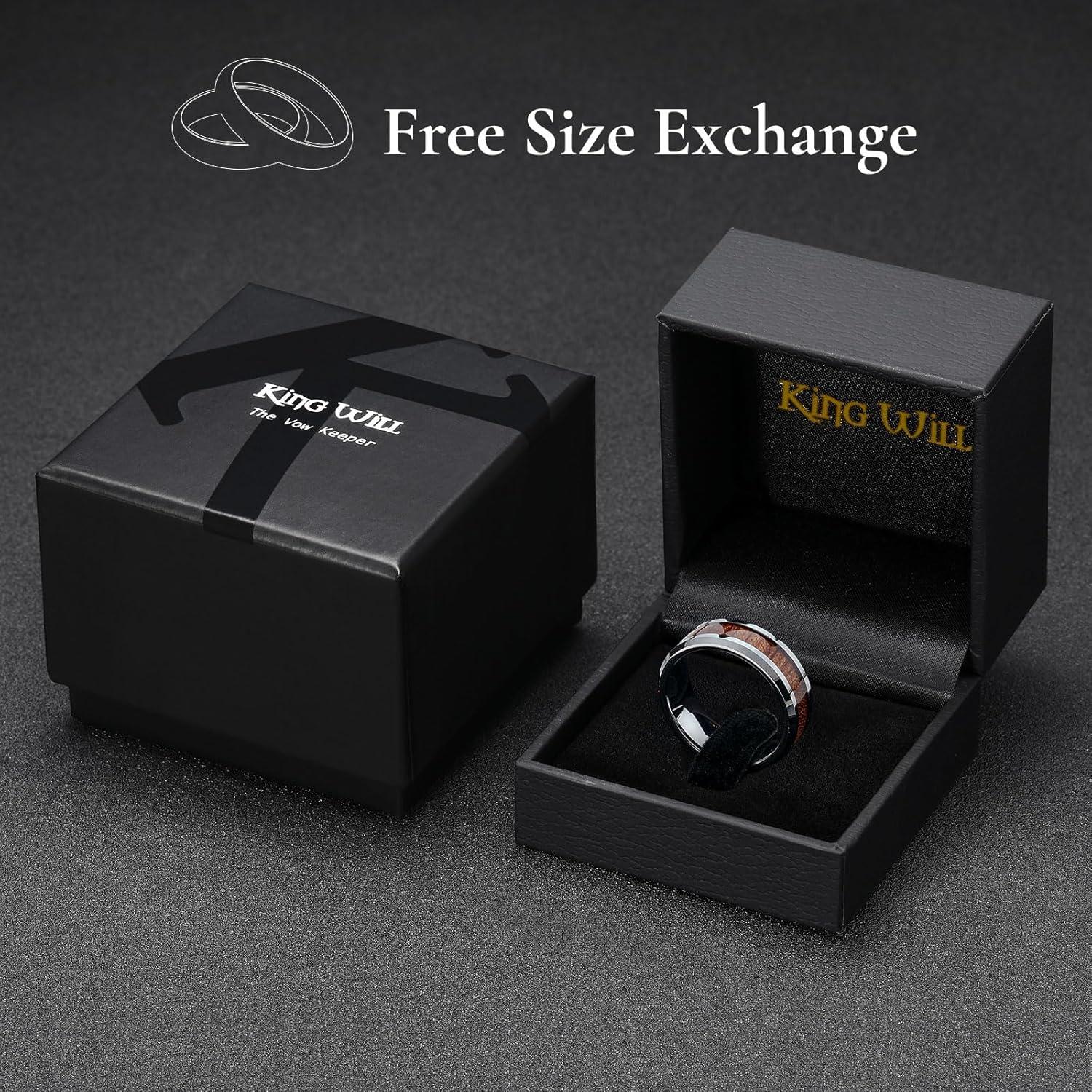 imageKing Will Nature Koa Wood Inlay Tungsten Carbide Wedding Ring 8mm SilverBlackGoldGreenRose GoldBlue Wedding Band for Men High Polished Anniversary Rings Comfort Fit Size 615SilverI Love You