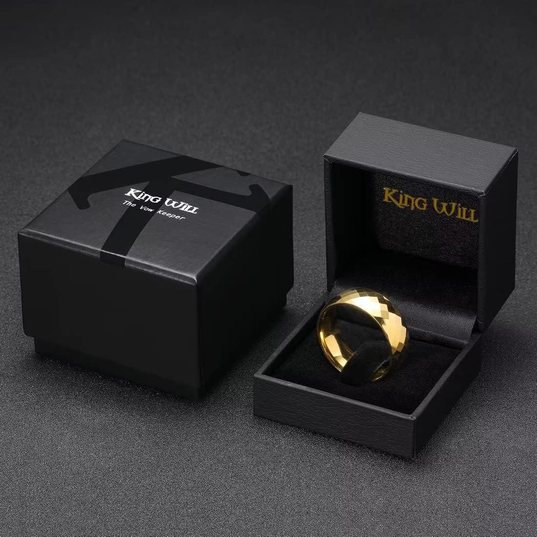 imageKing Will Tungsten Carbide Wedding Band for Men Women468mm Width 14K Gold Plated Tungsten Wedding Ring Matte Brushed amp High Polished Style Comfort Fit Wedding Band Size 614F8mm MultiFaceted